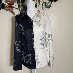 Black and white woman blouse